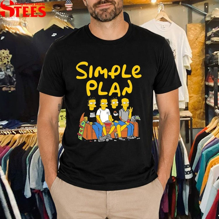 Simple Plan Band On The Couch Simpsons T-shirts