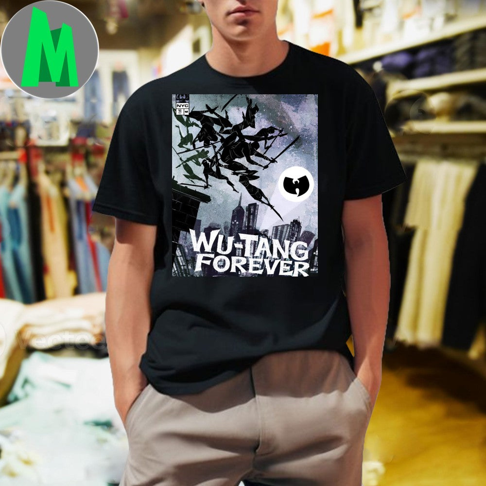 Wu Tang Clan Live Show Poster At Midtown Comics In New York NY On July 16 2025 Comic Signing Event With Shirt