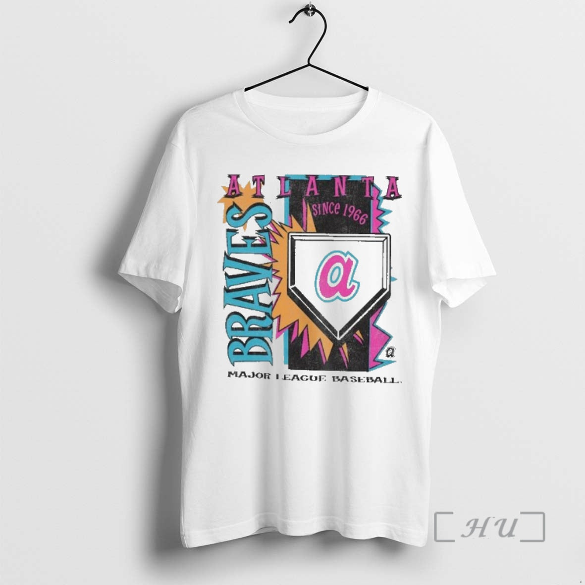 Officials Atlanta Braves Major League Baseball Mitchell Ness Cooperstown Neon Field Shock Premium T Shirts