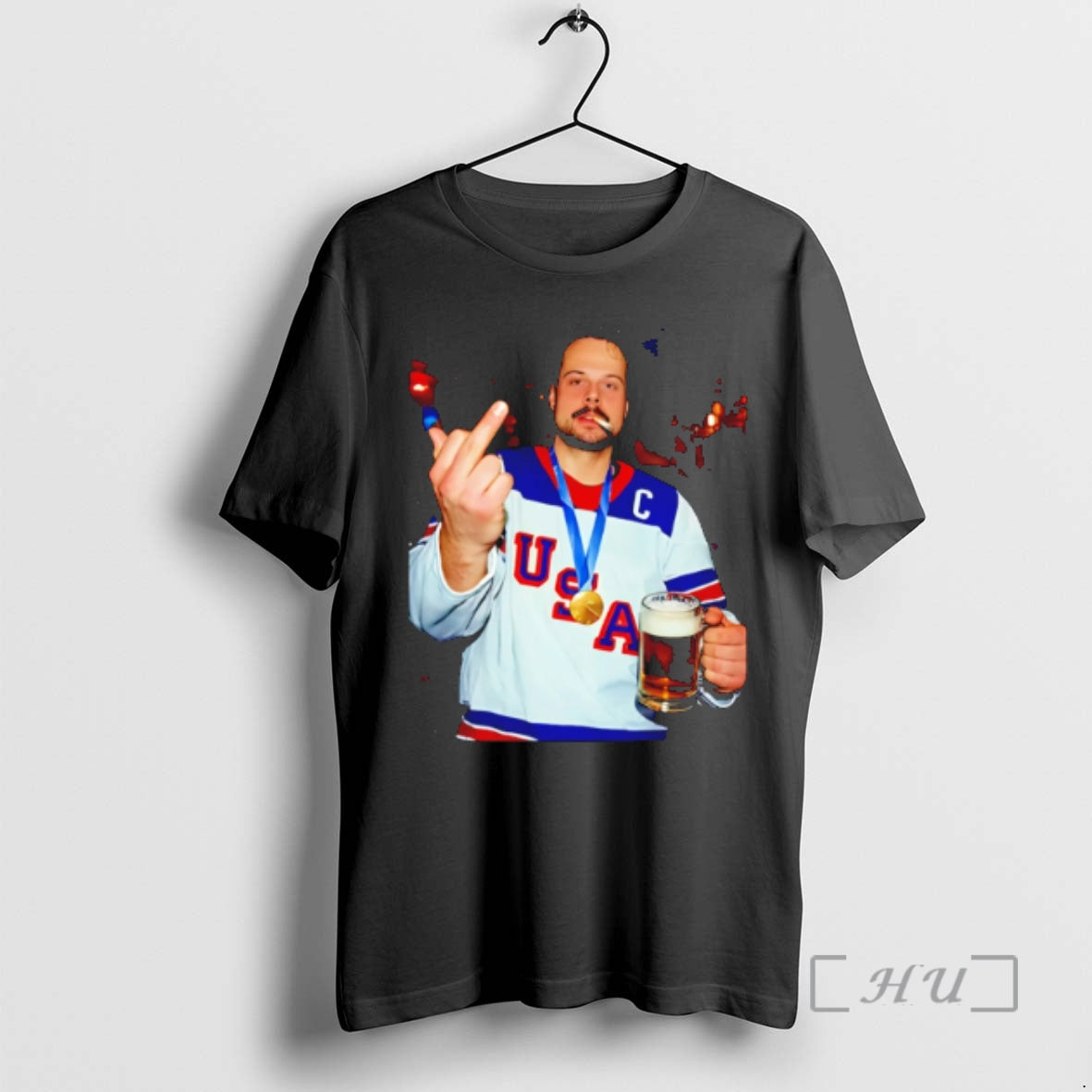 Officials Auston Matthews Middle Finger Usa Hockey Champion Gold 2026