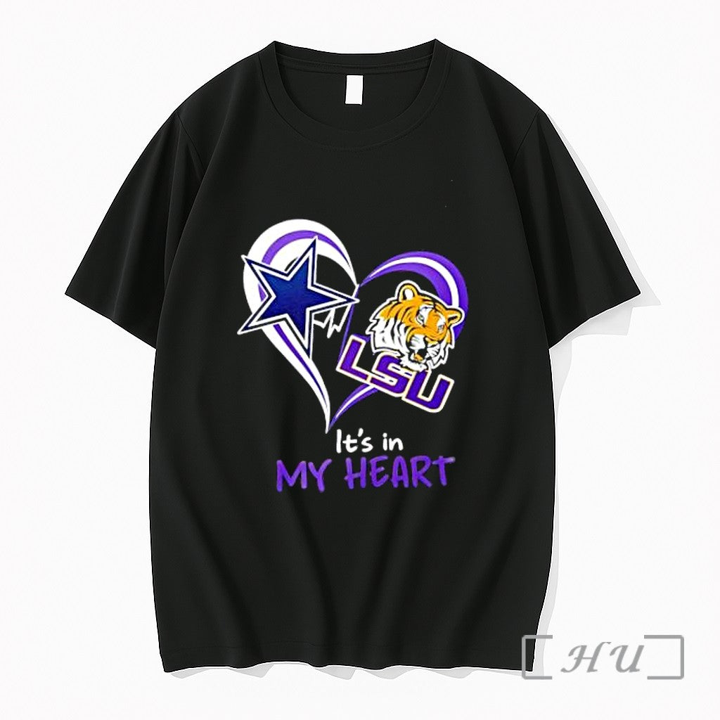 Officials Dallas Cowboys Nfl And Lsu Tigers Ncaa Its In My Heart Premium T Shirts
