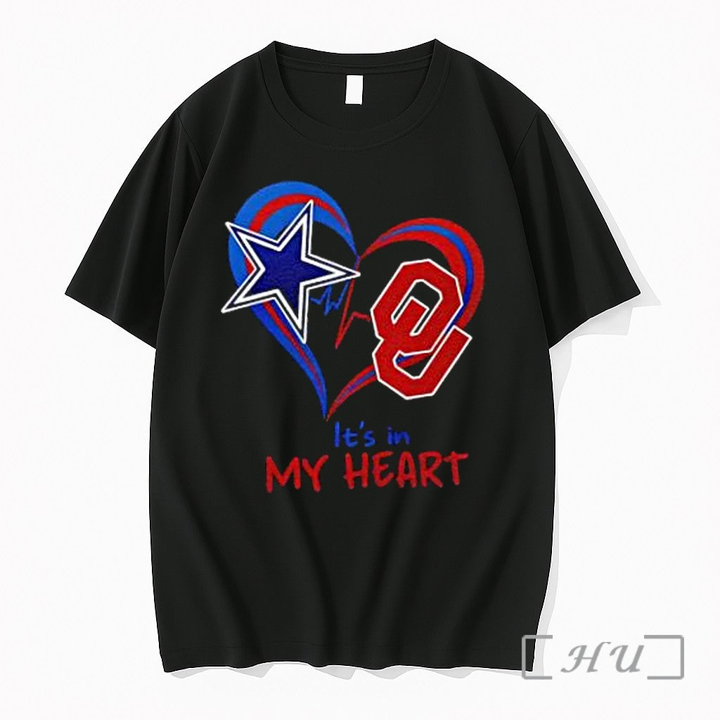 Officials Dallas Cowboys Nfl And Oklahoma Sooners Ncaa Its In My Heart Premium T Shirts