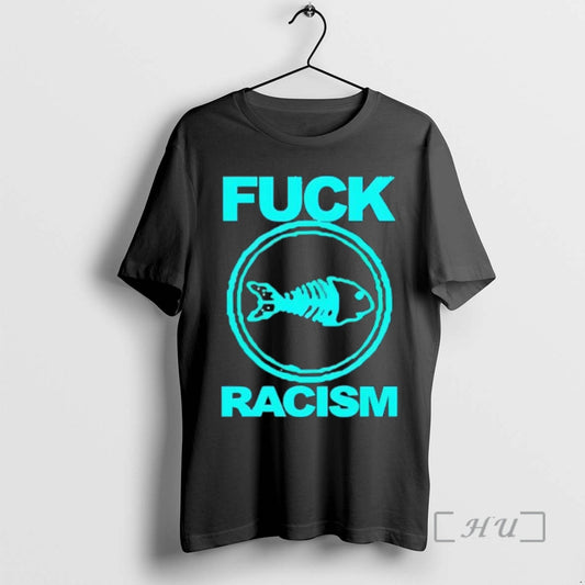 Officials Fuck Racism Fishbone Skeleton Circle