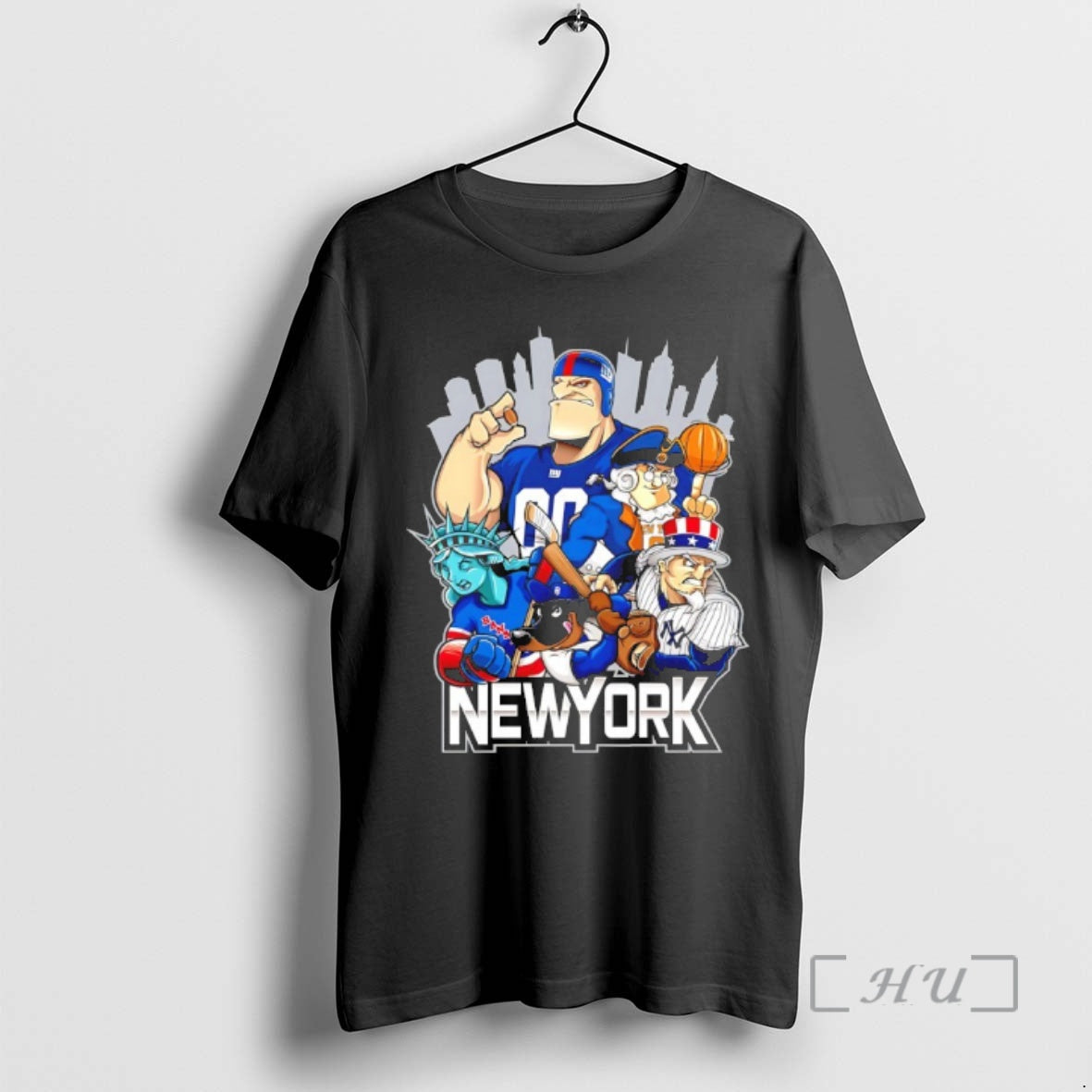 Officials Giants Yankees Rangers Dodgers And Mets New York City Skyline Mascot Premium T Shirts