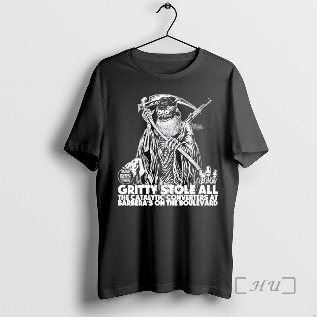 Officials Gritty Death Philadelphia Flyers Hockey Mascot Stole All The Catalytic Converters Premium T Shirts