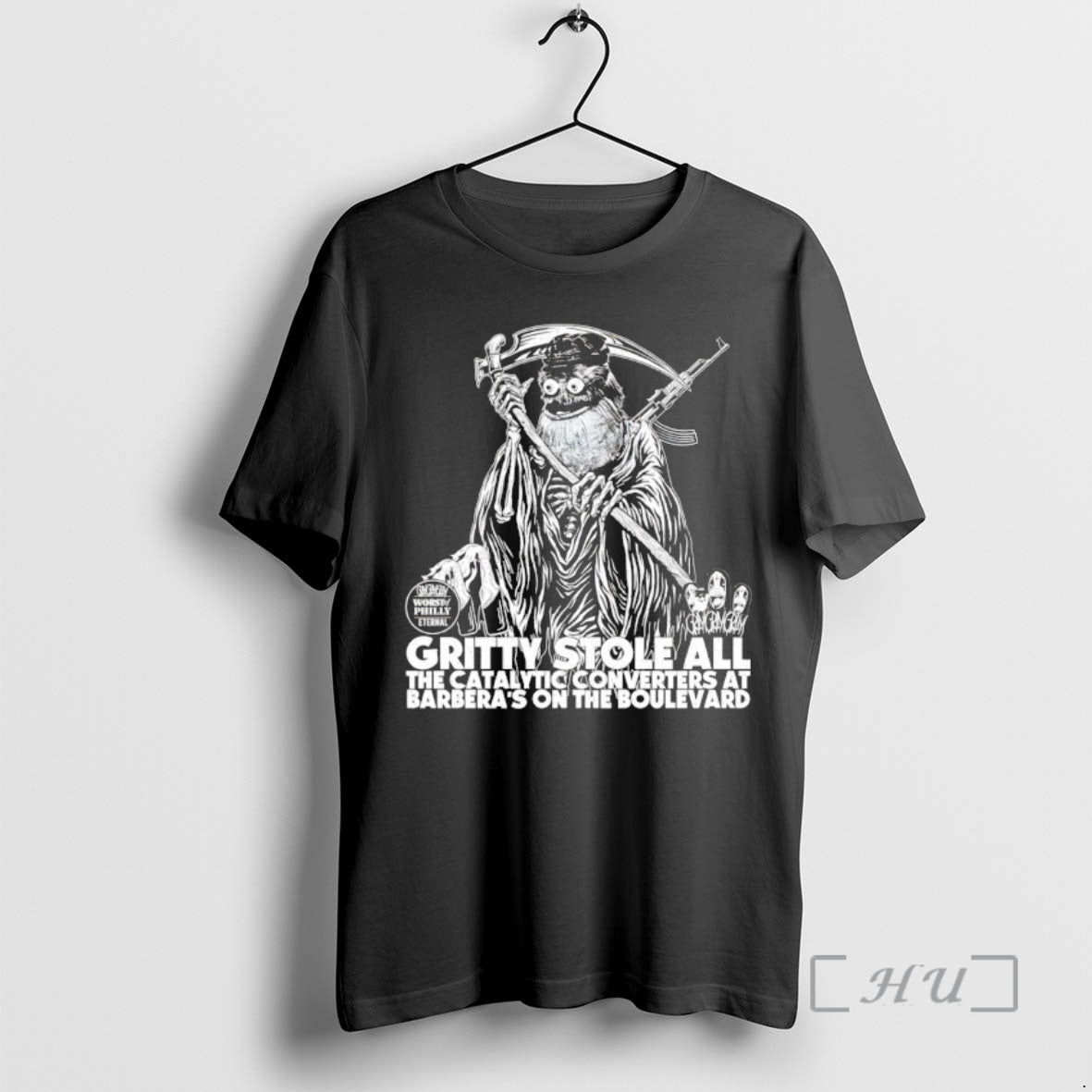 Officials Gritty Death Philadelphia Flyers Hockey Mascot Stole All The Catalytic Converters Premium T Shirts