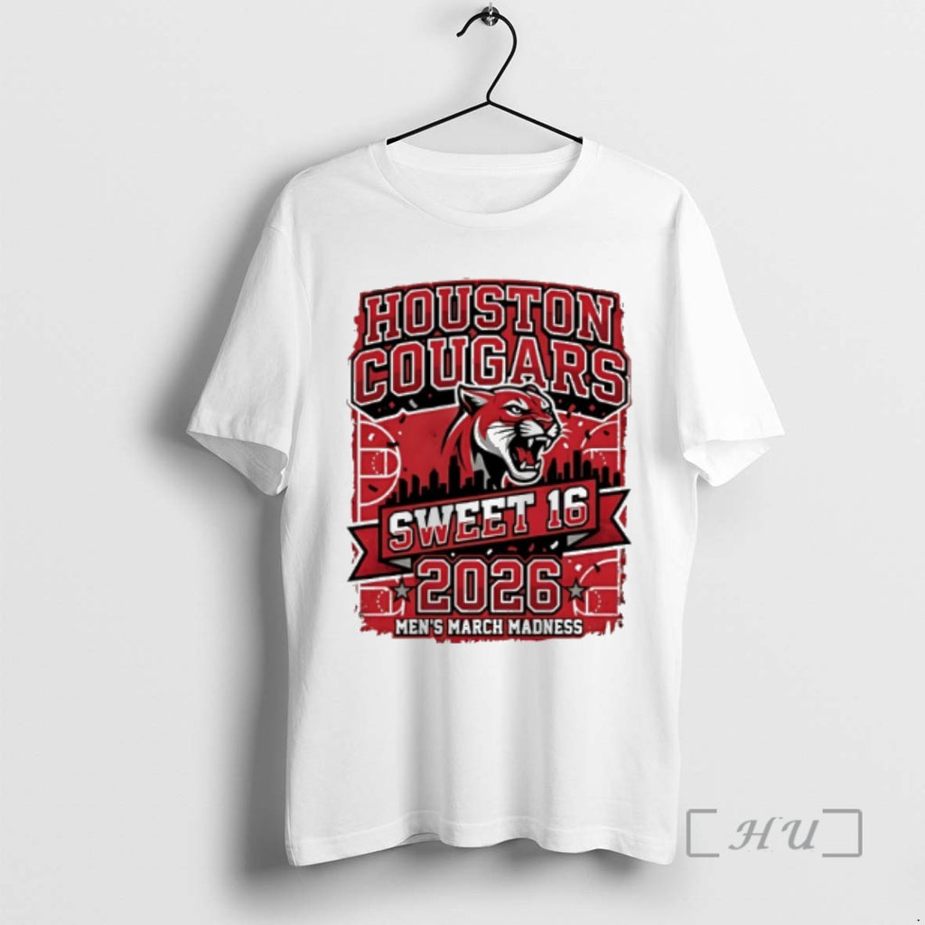 Officials Houston Cougars Sweet 16 2026 Ncaa Mens March Madness City Skyline Premium T Shirts