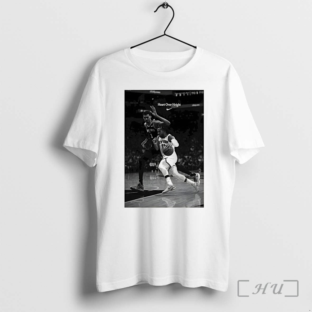 Officials Jalen Brunson Against Victor Wembanyama Heart Over Height Nike Logo Premium T Shirts Sweater