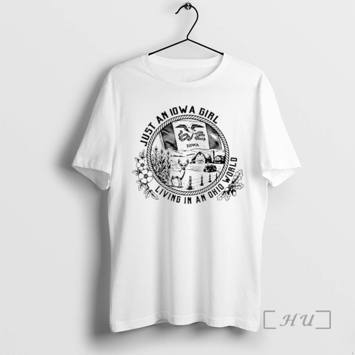 Officials Just An Iowa Girl Living In A Ohio State Characteristic Womens Premium T Shirts