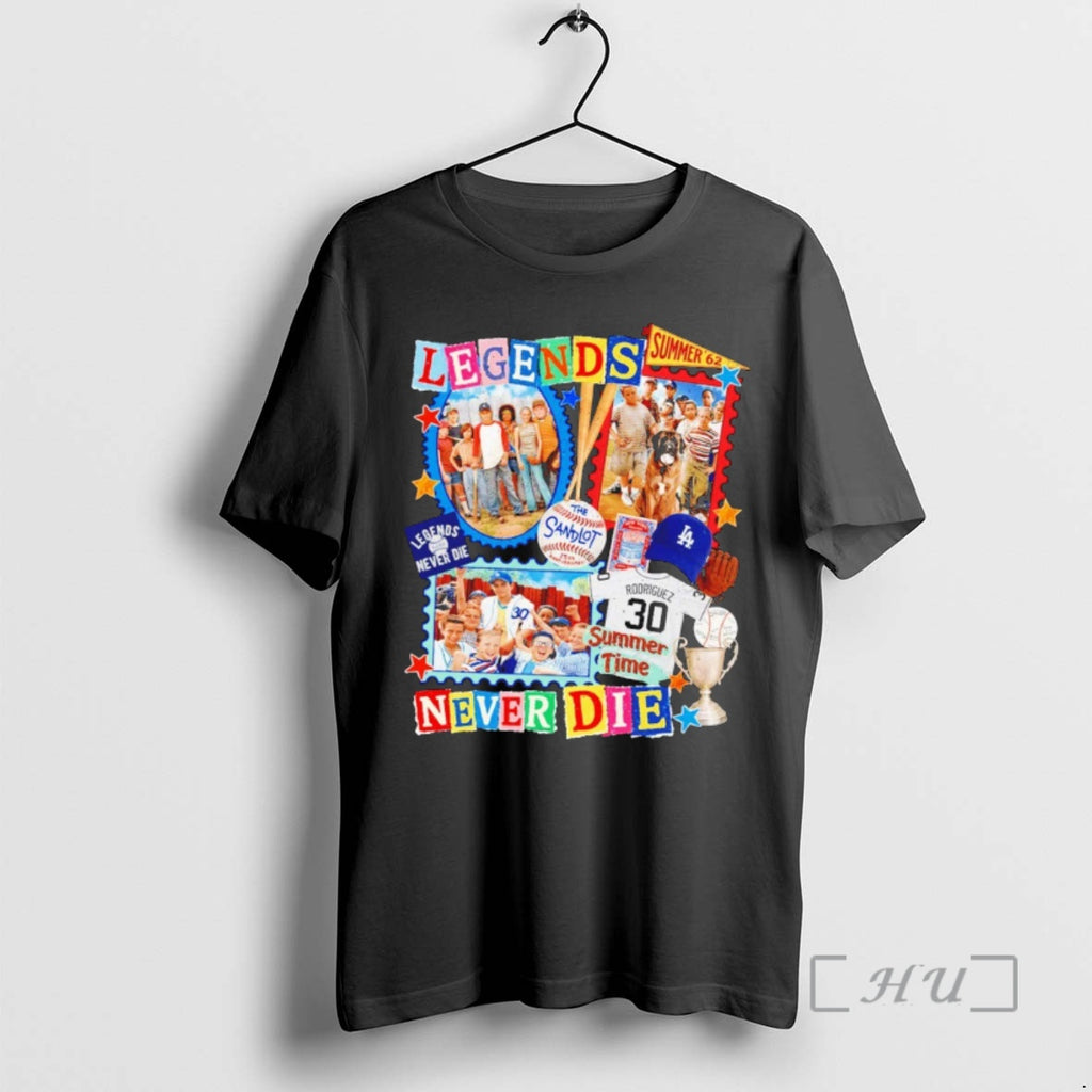 Officials Legends Never Die The Sandlot Baseball Squad Crew Vintage Movie Premium T Shirts Sweater
