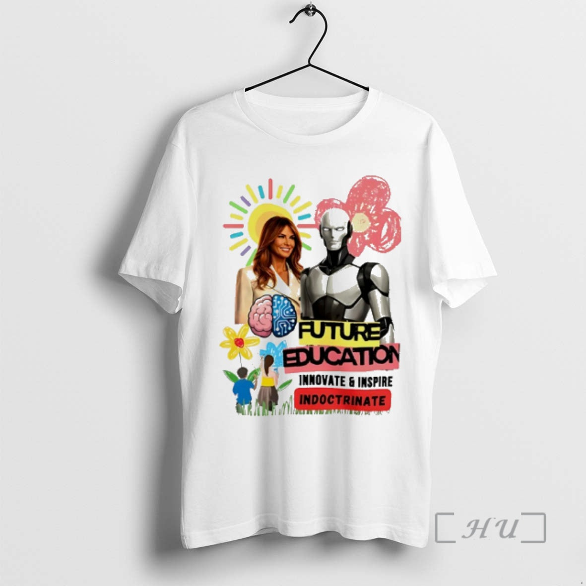 Officials Melania Trump And Robot Future Education Innovate And Inspire Indoctrinate Art Premium T Shirts