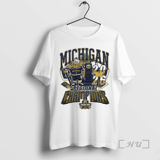 Officials Michigan Wolverines 2026 Ncaa Mens Hockey Regional Champions Mascot Trophy Premium T Shirts Sweater