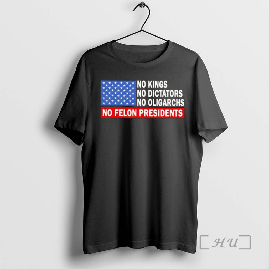 Officials No Kings No Dictators No Oligarchs No Felon Presidents Us Flag Premium T Shirts