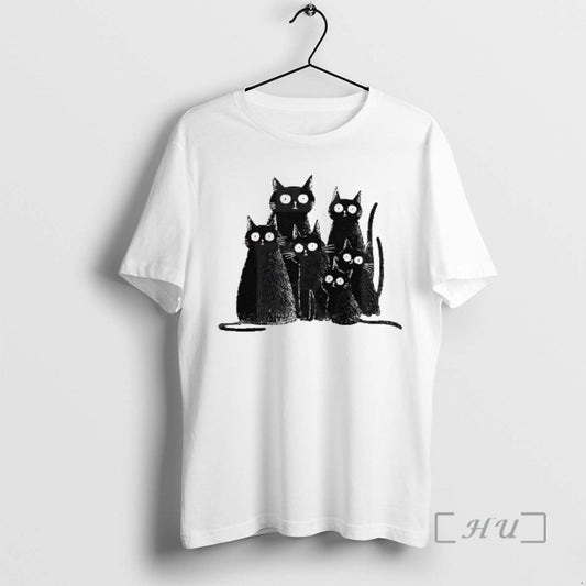 Officials Six Black Cats With Big Eyes Artistic Drawing