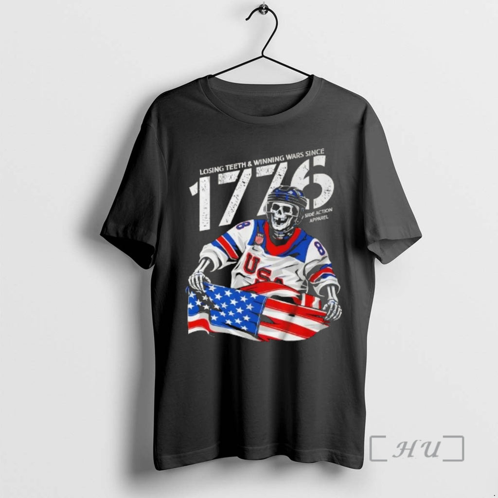 Officials Skeleton Usa Team Hockey Losing Teeth And Winning Wars Since 1776 Premium T Shirts