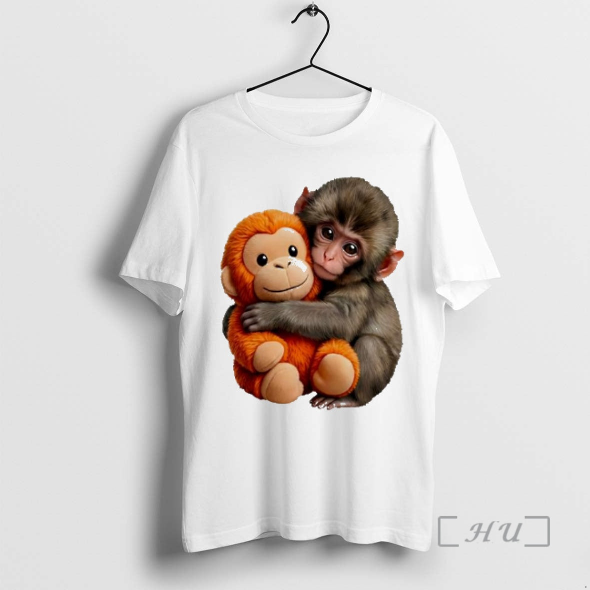 Officials Small Brown Monkey Hugging Orange Stuffed Toy Animal