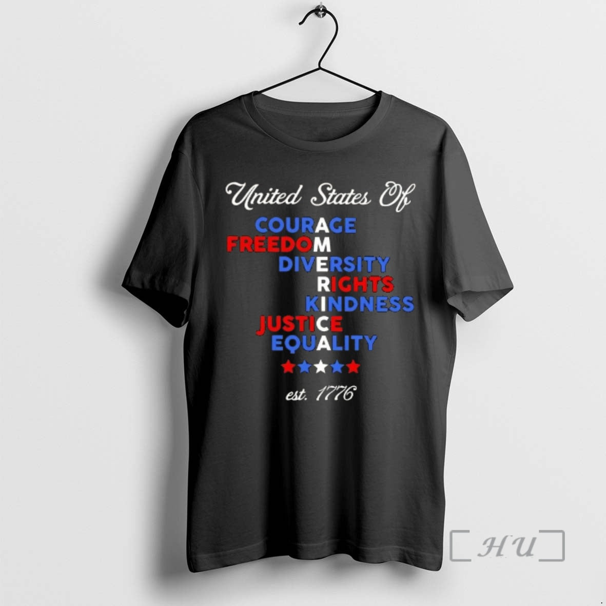 Officials United States Of America Courage Freedom Diversity Rights Kindness Justice Equality Premium T Shirts