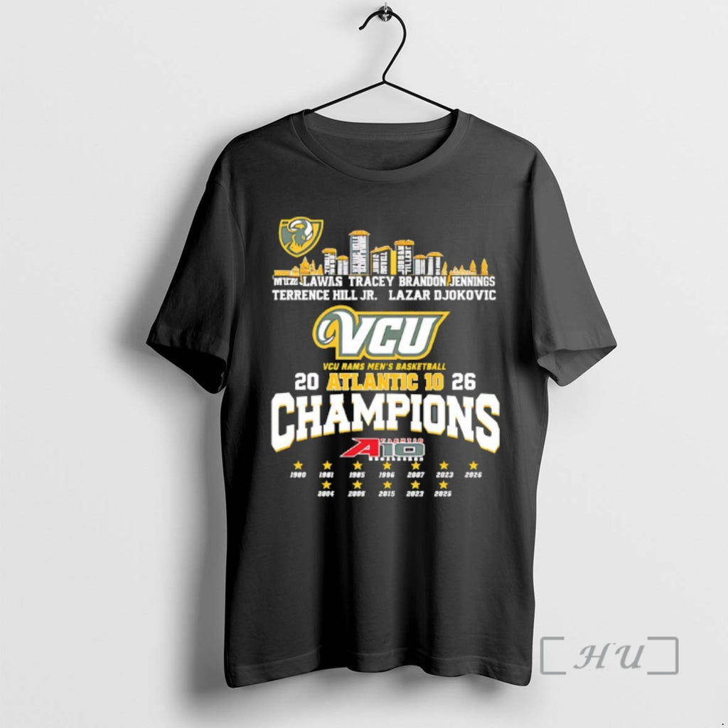 Officials Vcu Rams Mens Basketball 2026 Atlantic 10 Champions Skyline City Premium T Shirts Sweater