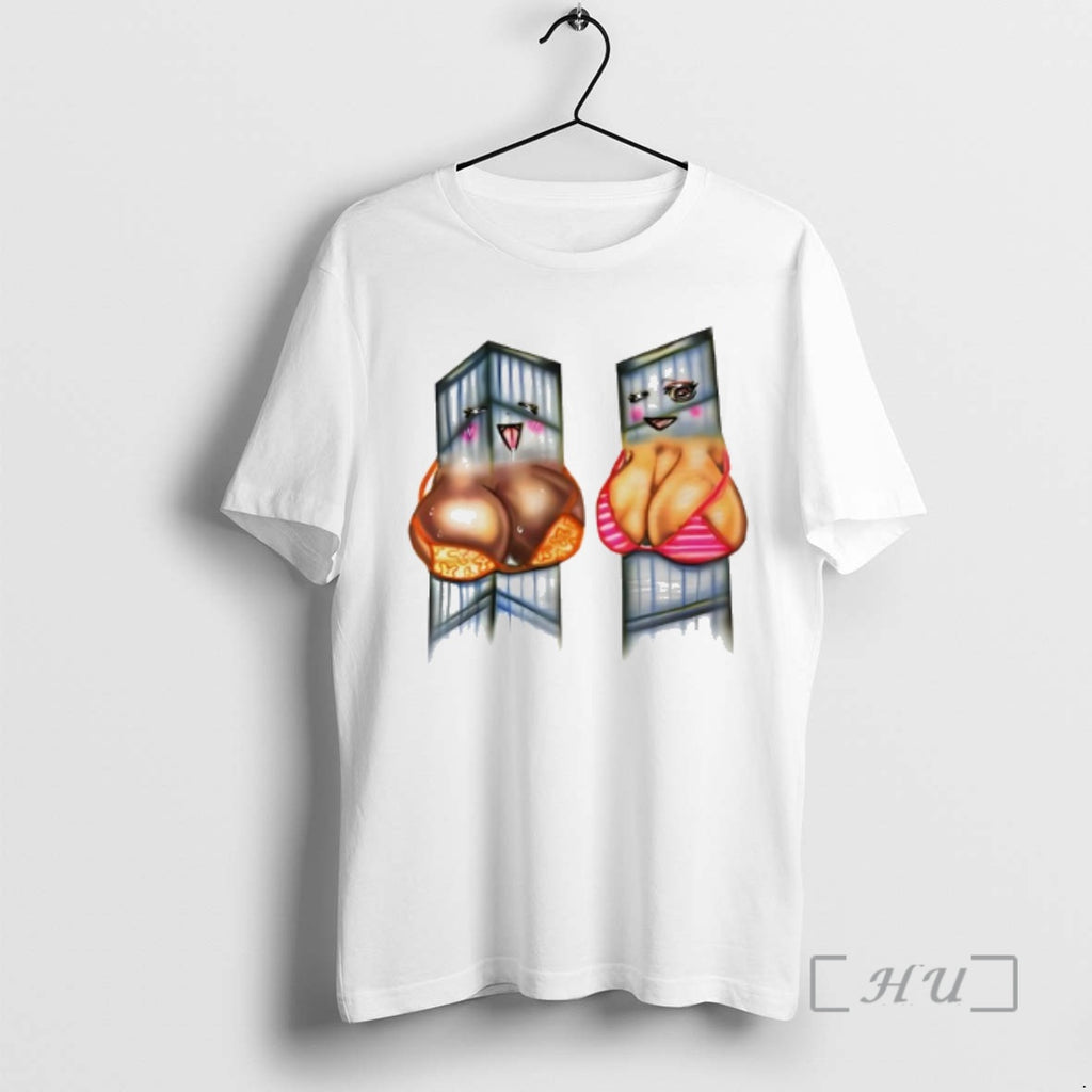 Officials World Trade Center X Two Pairs Of Black And White Breasts Premium T Shirts