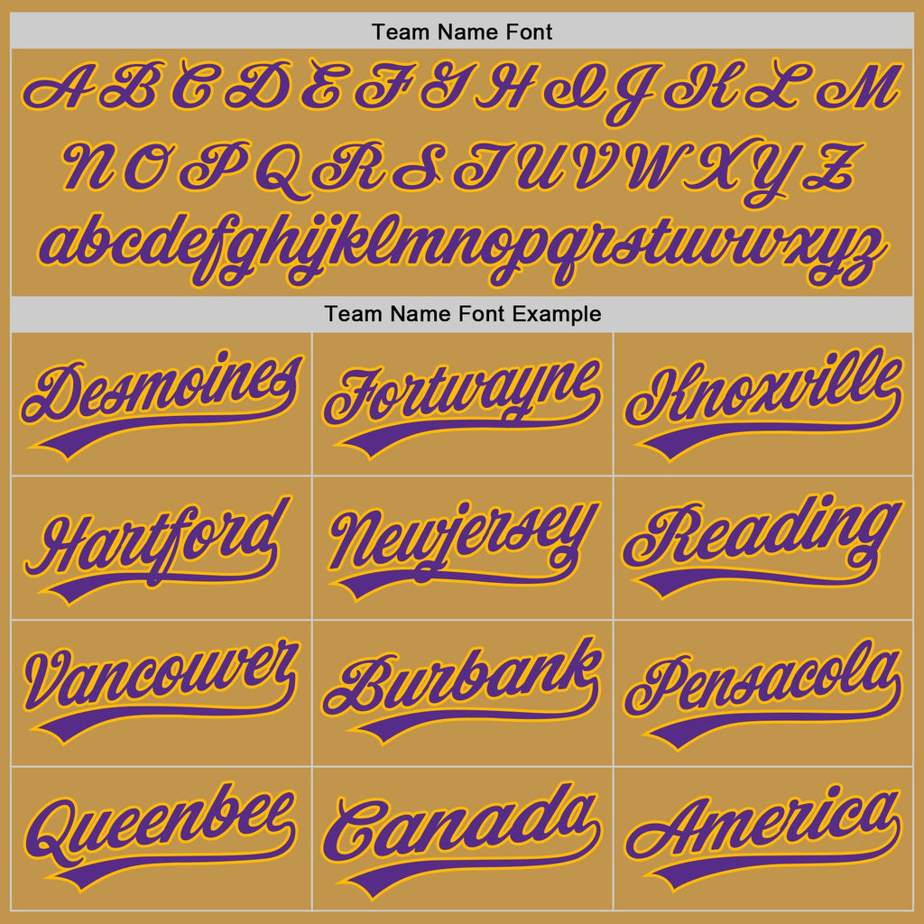 Custom Old Gold Purple-Gold Authentic Baseball Jersey