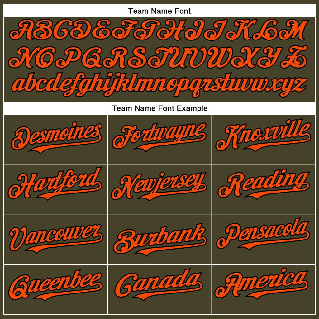 Custom Olive Orange-Black Authentic Salute To Service Baseball Jersey