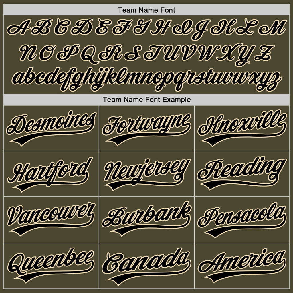 Custom Olive Black-Cream Authentic Throwback Salute To Service Baseball Jersey
