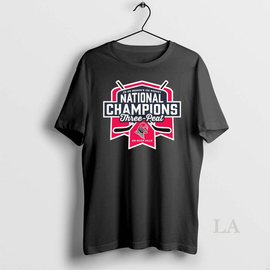Original 2025 26 Womens Ice Hockey National Champions Three Peat Uw River Falls Logo