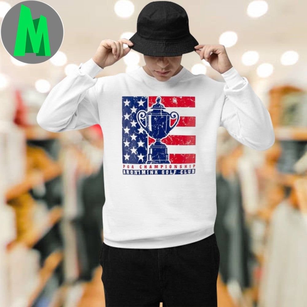 Original 2026 PGA Championship Aronimink Golf Club American Flag Trophy T-Shirt