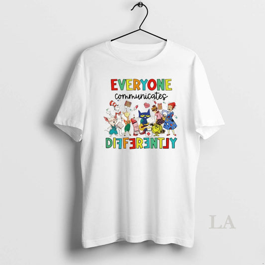Original Autism Awareness Everyone Communicates Differently Cartoon