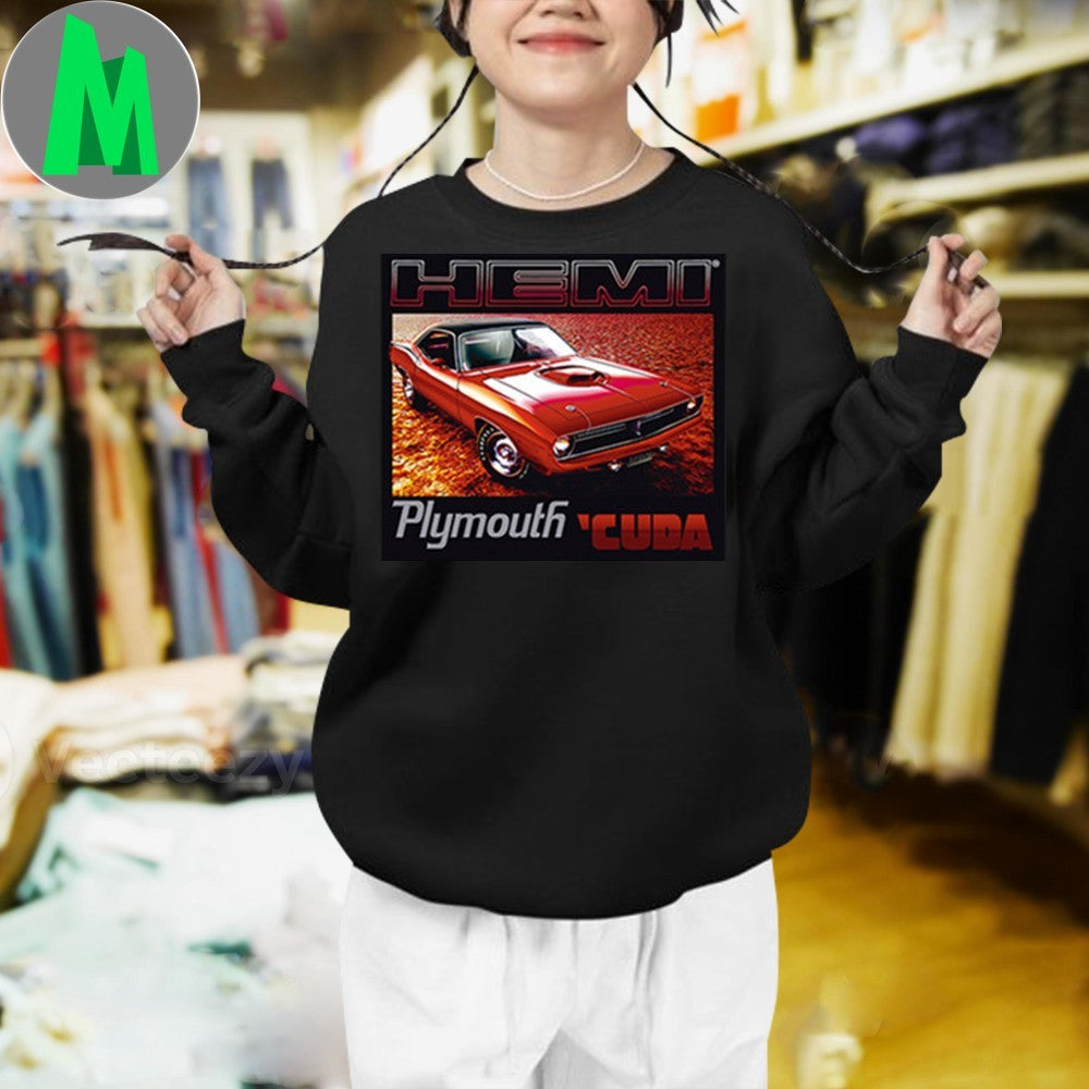 Original Barracuda Muscle Car Adult Hemi Plymouth Cuda Shirt