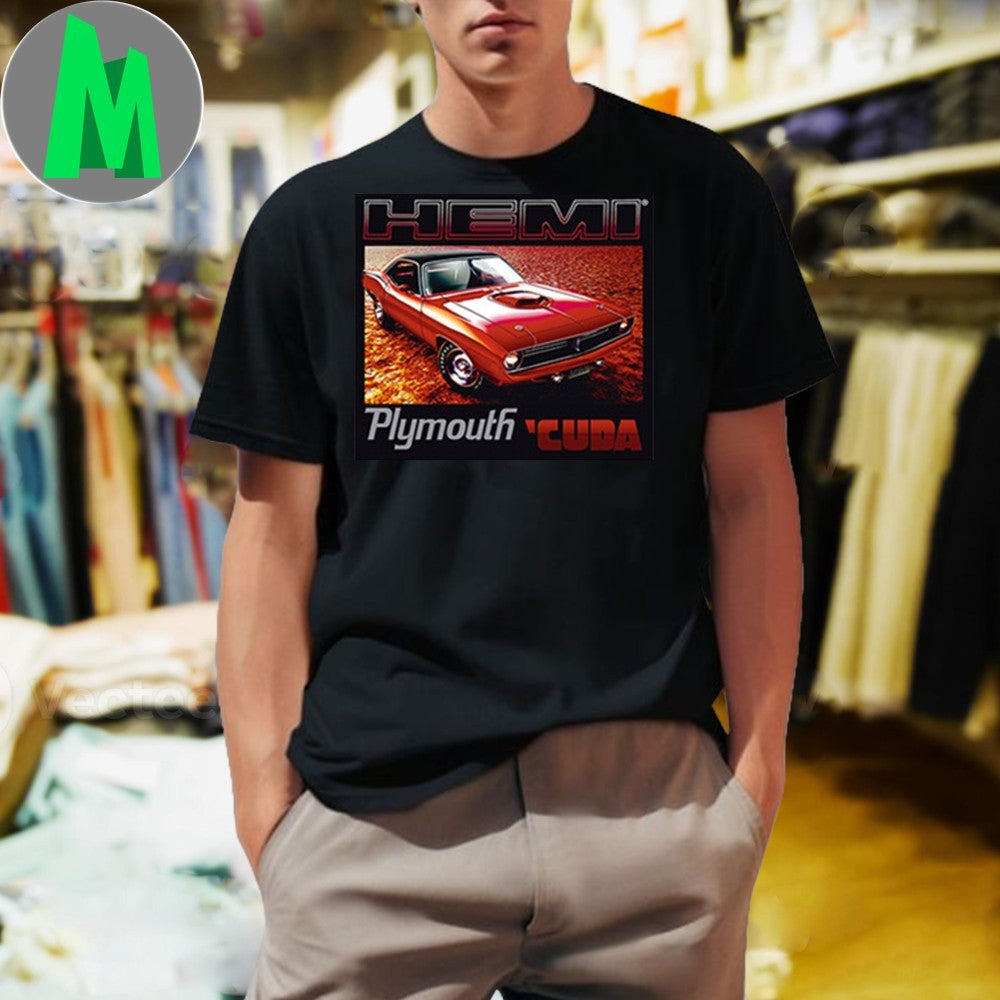 Original Barracuda Muscle Car Adult Hemi Plymouth Cuda Shirt