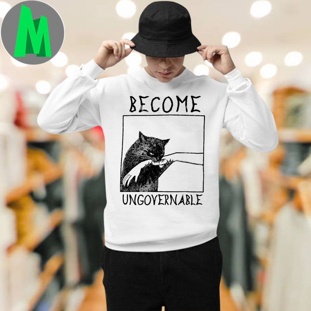 Original Become Ungovernable Cat Biting Hand Shirt