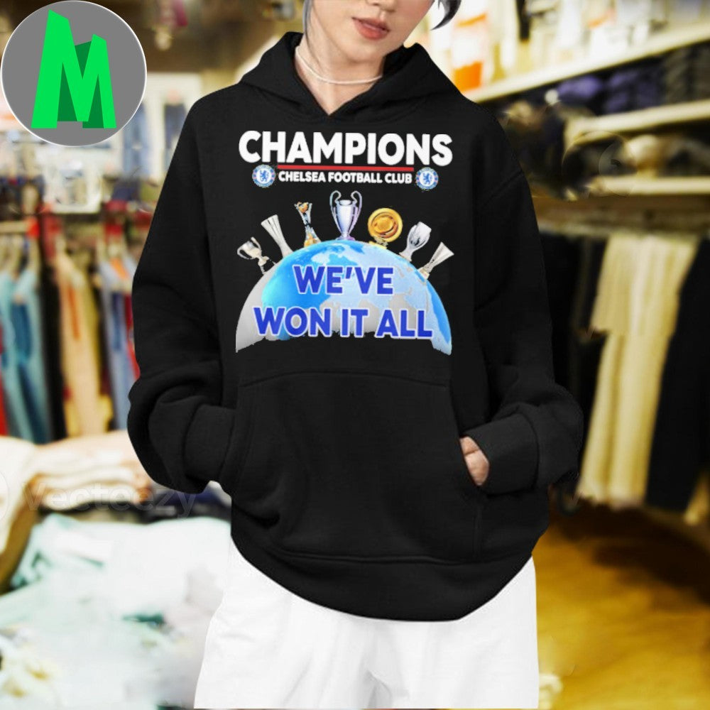 Original Chelsea FC Champions We’ve Won It All Globe Trophies T-Shirt