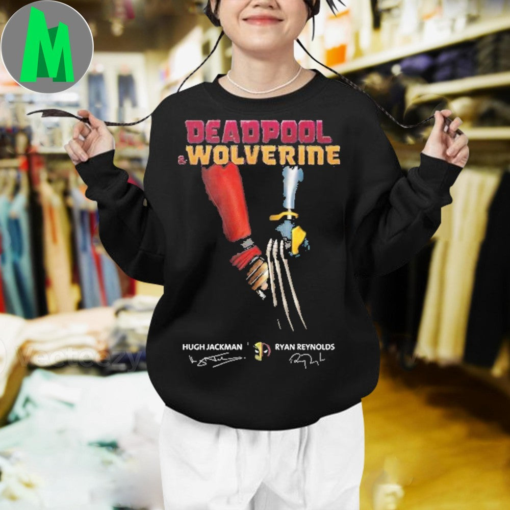 Original Deadpool & Wolverine Signature Hugh Jackman x Ryan Reynolds Unisex T-Shir