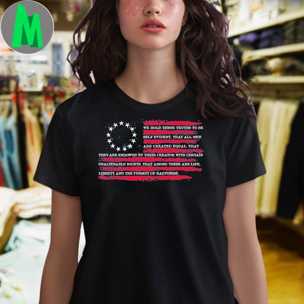 Original Declaration of Independence Betsy Ross Flag Patriotic T-Shirt