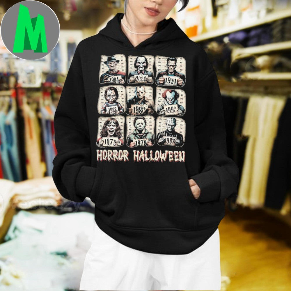 Original Horror Movie Icons Halloween Mugshot Shirt