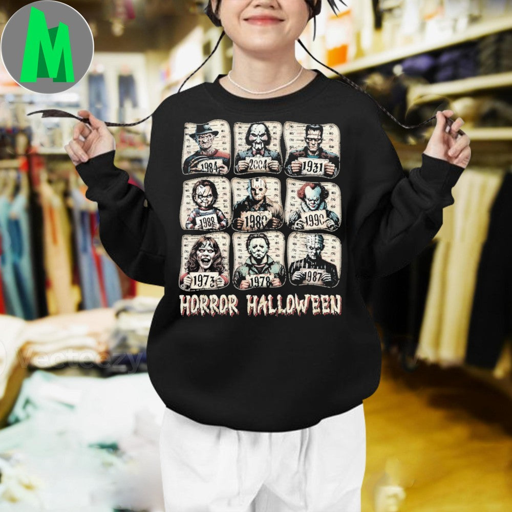 Original Horror Movie Icons Halloween Mugshot Shirt