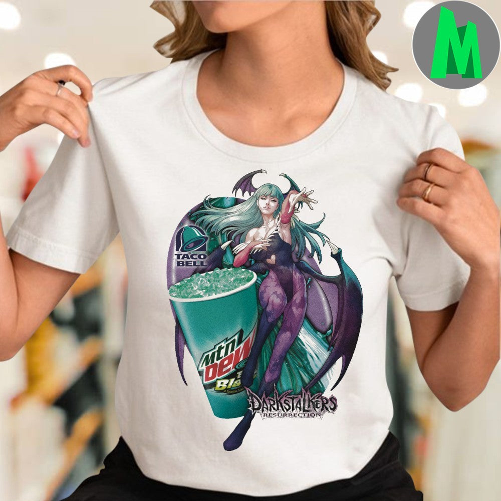 Original Morrigan Aensland Darkstalkers Resurrection x Baja Blast Taco Bell Gaming Anime Shirt