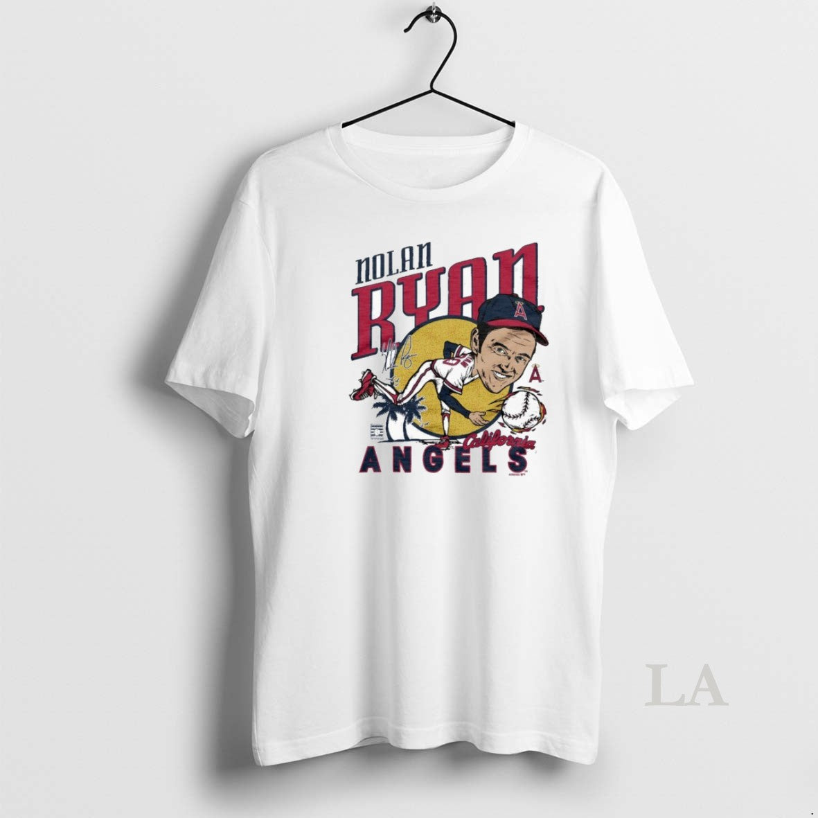 Original Nolan Ryan Los Angeles Angels Signature Caricature Shirts
