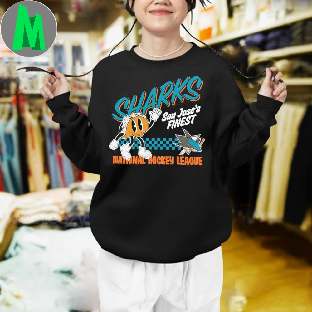 Original San Jose Sharks Mitchell & Ness Black Local Food T-Shirt