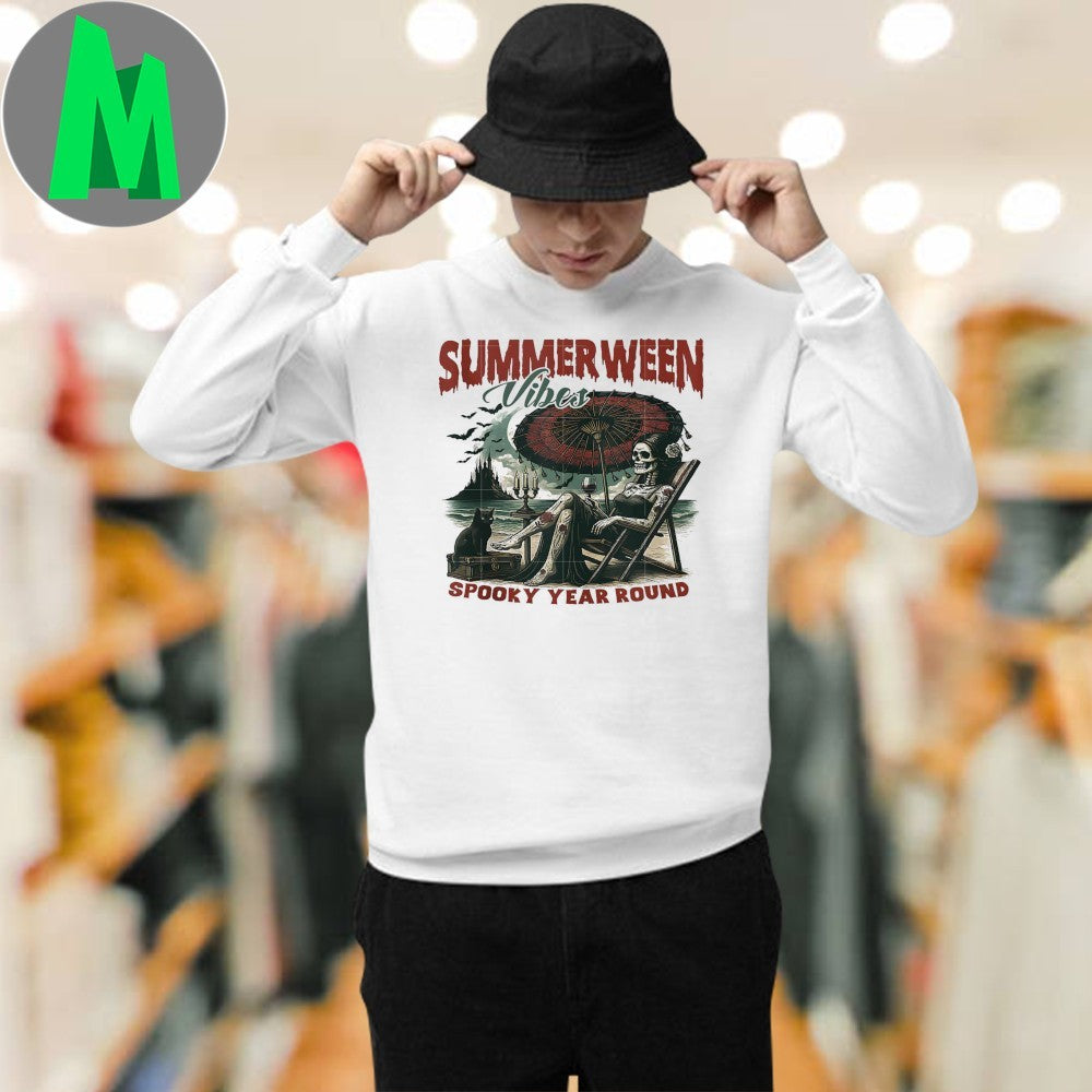 Original Summerween Vibes Summer Halloween Spooky Skeleton Beach Shirt