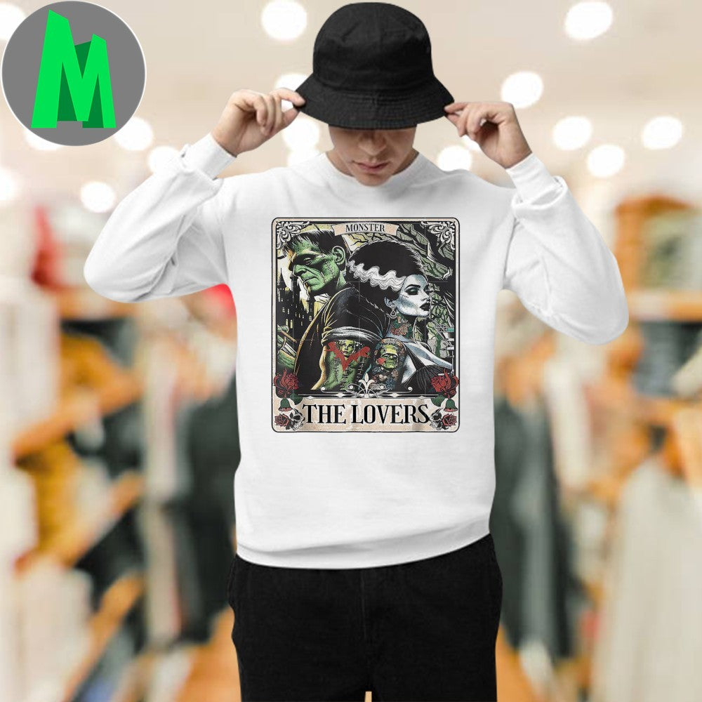 Original The Monster Frankenstein And Bride The Lovers Tarot Card Shirt