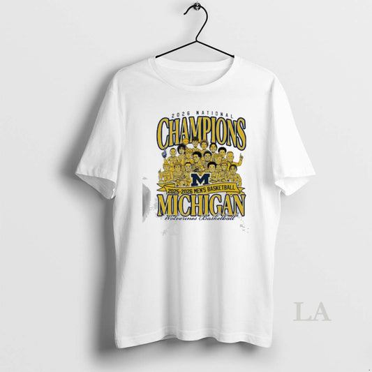 Original Valiant University Of Michigan Mens Basketball 2025 2026 National Champions Team Celebration Caricature