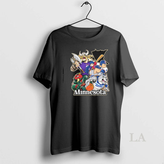 Original Vikings Wolves Twins And Wild Minnesota City Skyline Mascot