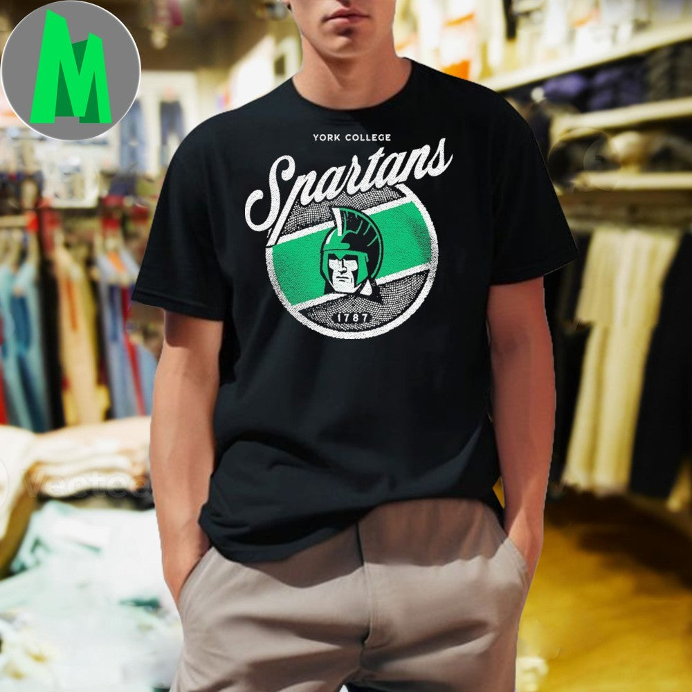 Original York College Spartans Distressed Logo T-Shirt