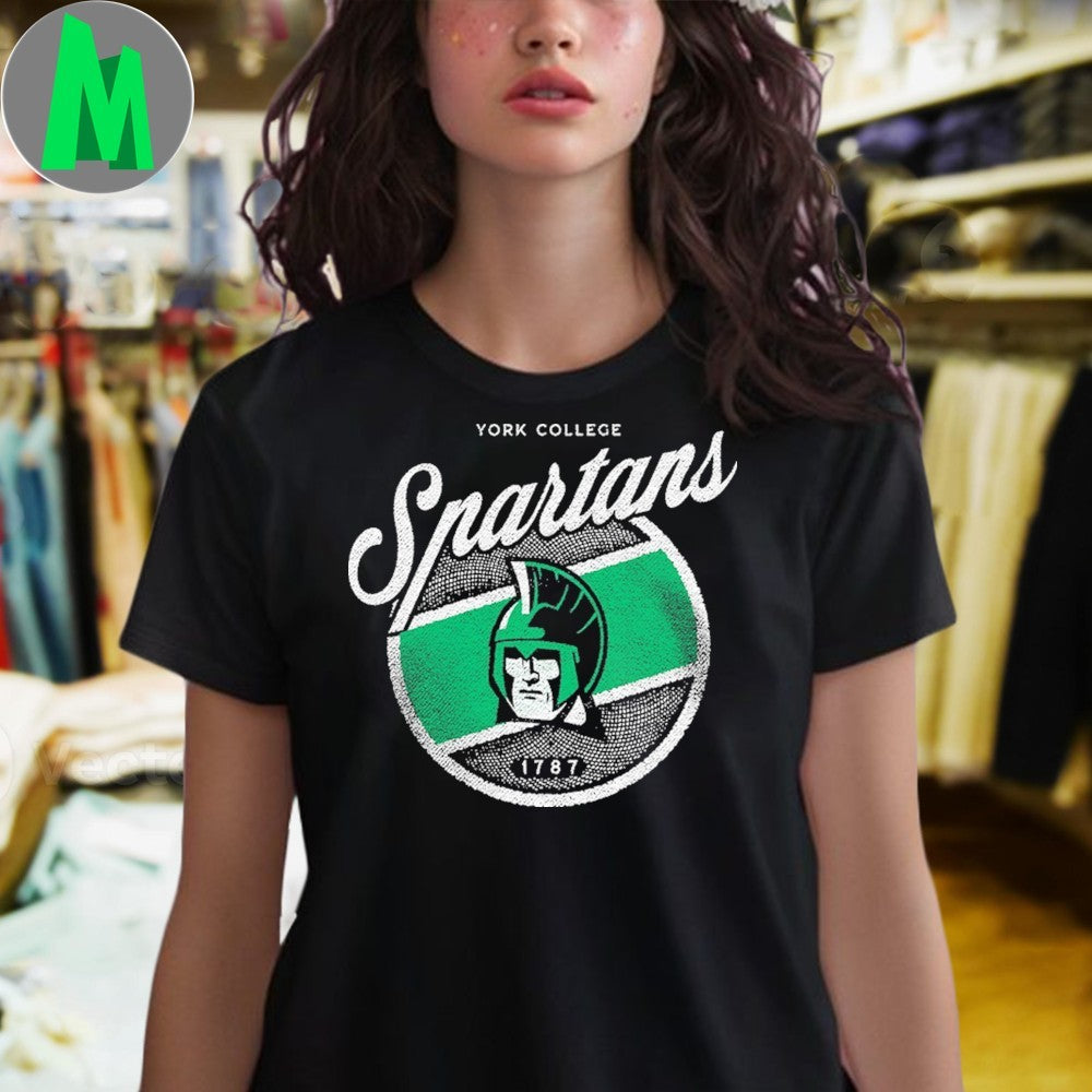 Original York College Spartans Distressed Logo T-Shirt