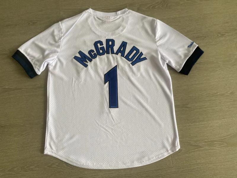 Orlando Magics #1 Mcgrady authentic sleeve jersey white Style 1