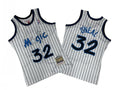Orlando Magics #32 Shaquille O'Neal Magic 32 # White Black 93-94 Season Mitchell Retro Jersey -- Shaquille . O'Neal Style 2