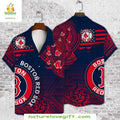Boston Red Sox Hawaiian Shirt Tribal Design Red Blue Baseball Apparel