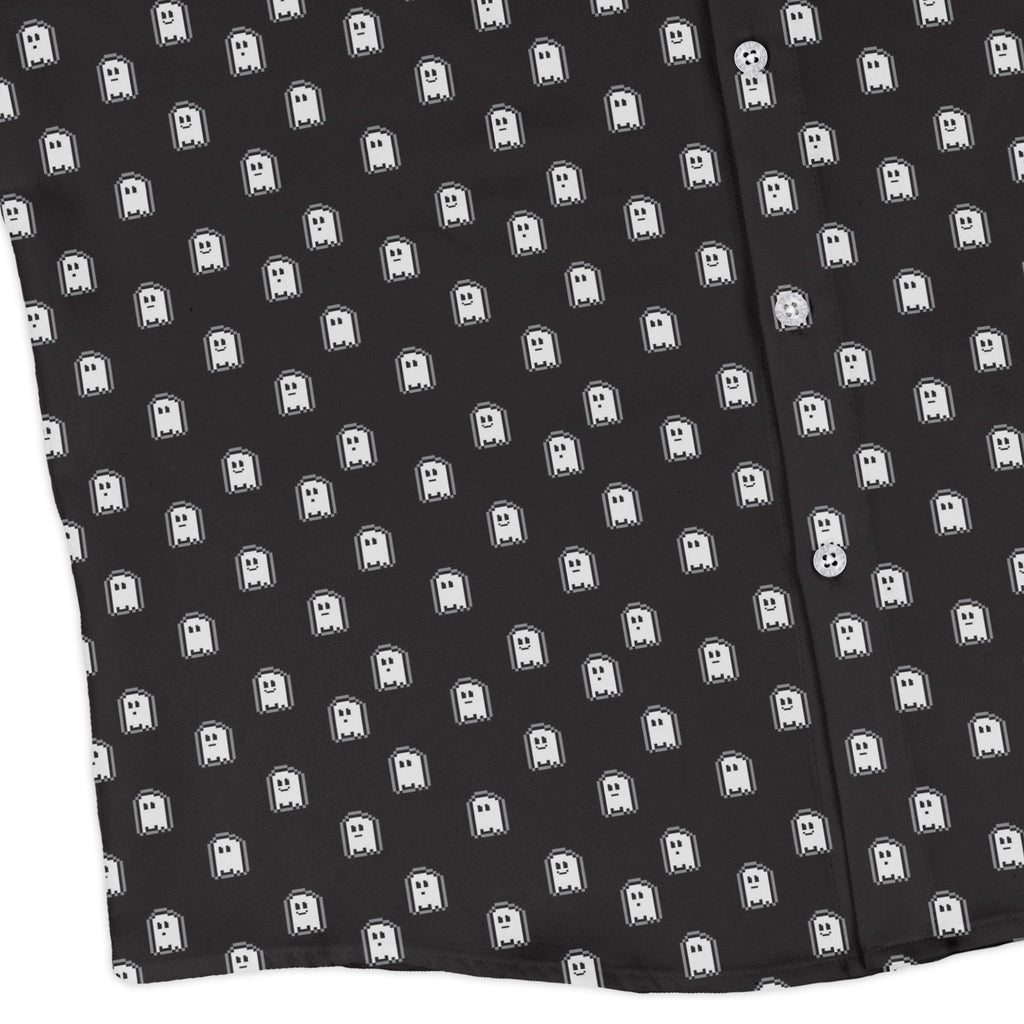 PIxel Ghost Long Sleeve Button Up Shirt